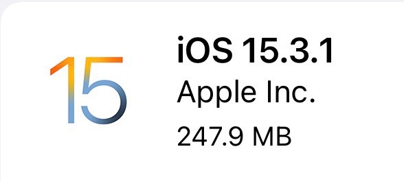 iOS 15.3.1はiPhone 12 Pro Maxで247.9MB。iPhone 7 Plusで140.7MB