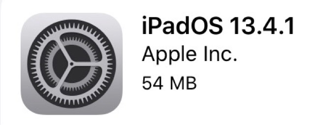 iPadOS 13.4.1はiPadOS 13.4の9.7インチiPad Proでは54MB